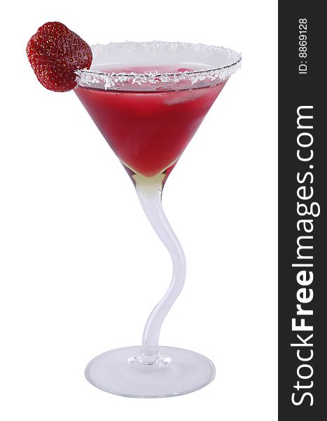 Alcoholic cocktail with a strawberry liquor (Objects with Clipping Paths) a background white. Alcoholic cocktail with a strawberry liquor (Objects with Clipping Paths) a background white