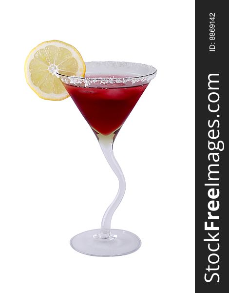 Alcoholic cocktail with a strawberry liquor (Objects with Clipping Paths) a background white. Alcoholic cocktail with a strawberry liquor (Objects with Clipping Paths) a background white