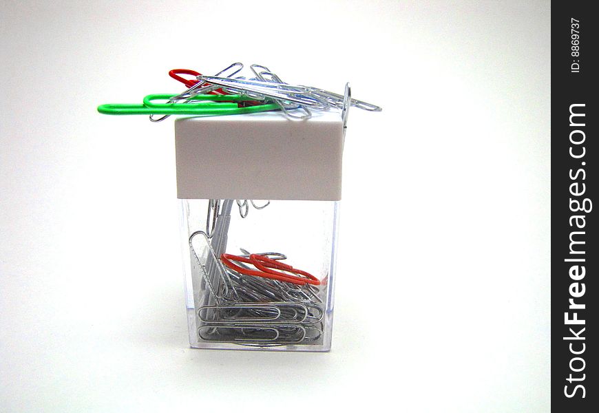Paper Clip Box with white background. Paper Clip Box with white background.