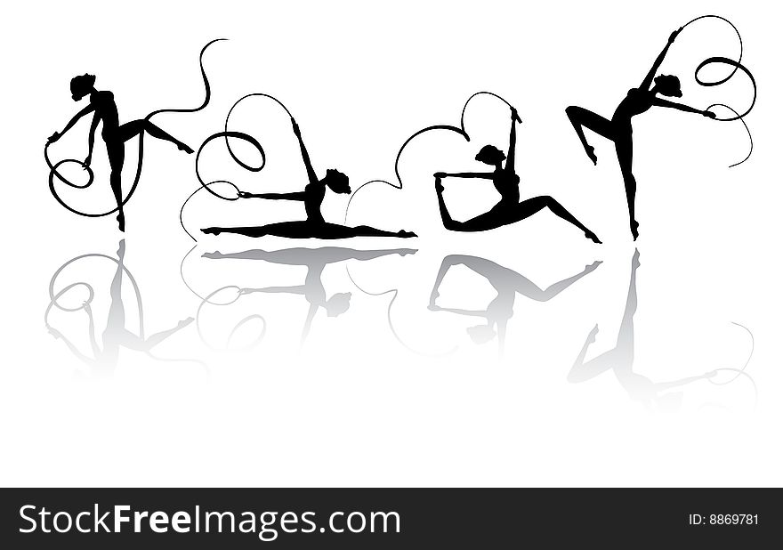 Gymnastic silhouettes in different poses