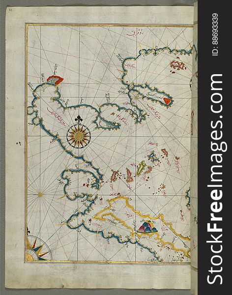 The Coastline Of The Western Aegean Sea As Far South As The Island Of Euboea &x28;Evvoia, AghrÄ«bÅ«z, EÄŸriboz&x29;, From Book O