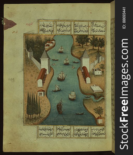 Five Poems &x28;quintet&x29;, View Of The Bosphorus Strait, Walters Manuscript W.666, Fol. 10a