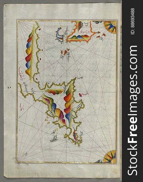 Syme &x28;SÃ¶mbeki&x29; Island North-west Of Rhodes &x28;Rodos&x29; Island From Book On Navigation, Walters Art Museum Ms. W.6