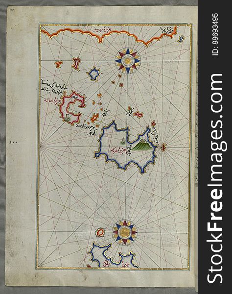 Chalkis &x28;Herke&x29; Island Off Rhodes Island From Book On Navigation, Walters Art Museum Ms. W.658, Fol.104a