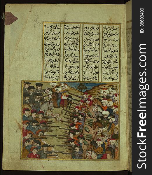 Five Poems &x28;quintet&x29;, Ottoman Turks Fighting The Polish Army, Walters Manuscript W.666, Fol. 6a