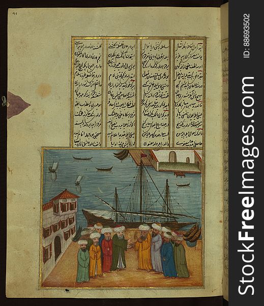 This is an illuminated and illustrated copy of the Ḫamse &#x28;quintet&#x29; of the Ottoman Turkish poet and scholar ʿAṭāʾullāh bin Yaḥyá ʿAṭāʾī &#x28;d. 1044 AH / 1634 CE&#x29;. Although different in content, this work takes its inspiration from the famous Persian Khamsah of Niẓāmī Ganjavī &#x28;d. 605 AH / 1209 CE&#x29; and the Khamsah of Amīr Khusraw Dihlavī &#x28;d. 725 AH / 1325 CE&#x29;. This Ottoman copy of ʿAṭāʾī&#x27;s work ends with a portion of his Dīvān &#x28;fols. 142b-151b&#x29; instead of the fifth poem &#x28;mesnevi&#x29;, Ḥilyet ül-efkār. The text, written in nastaʿlīq script, was copied by Ḫeyrullah Ḫeyrī Çāvuşzade in 1133 AH / 1721 CE. There are thirty-eight illustrations, and illuminated incipits introduce the different poems &#x28;fols. 1b, 22b, 63b, 107b, and 142b&#x29;. The brown leather binding is original to the manuscript. This is an illuminated and illustrated copy of the Ḫamse &#x28;quintet&#x29; of the Ottoman Turkish poet and scholar ʿAṭāʾullāh bin Yaḥyá ʿAṭāʾī &#x28;d. 1044 AH / 1634 CE&#x29;. Although different in content, this work takes its inspiration from the famous Persian Khamsah of Niẓāmī Ganjavī &#x28;d. 605 AH / 1209 CE&#x29; and the Khamsah of Amīr Khusraw Dihlavī &#x28;d. 725 AH / 1325 CE&#x29;. This Ottoman copy of ʿAṭāʾī&#x27;s work ends with a portion of his Dīvān &#x28;fols. 142b-151b&#x29; instead of the fifth poem &#x28;mesnevi&#x29;, Ḥilyet ül-efkār. The text, written in nastaʿlīq script, was copied by Ḫeyrullah Ḫeyrī Çāvuşzade in 1133 AH / 1721 CE. There are thirty-eight illustrations, and illuminated incipits introduce the different poems &#x28;fols. 1b, 22b, 63b, 107b, and 142b&#x29;. The brown leather binding is original to the manuscript.