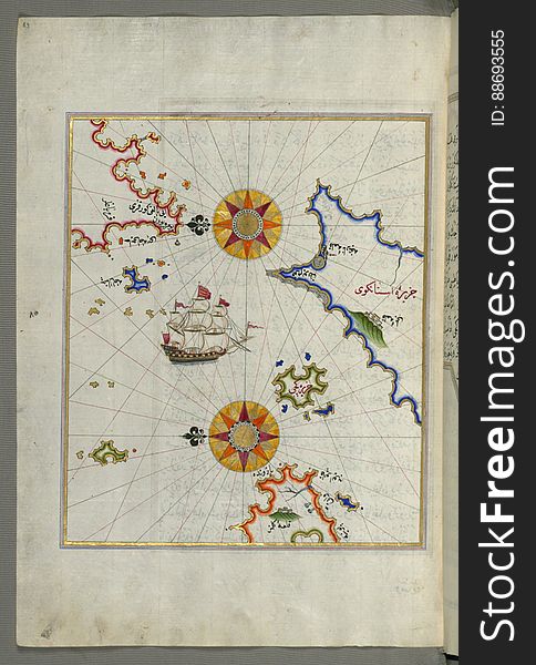 The Island Of Cos &x28;Stancho, Ä°stankÃ¶y&x29; Facing The Anatolian Mainland From Book On Navigation, Walters Art Museum Ms. W.