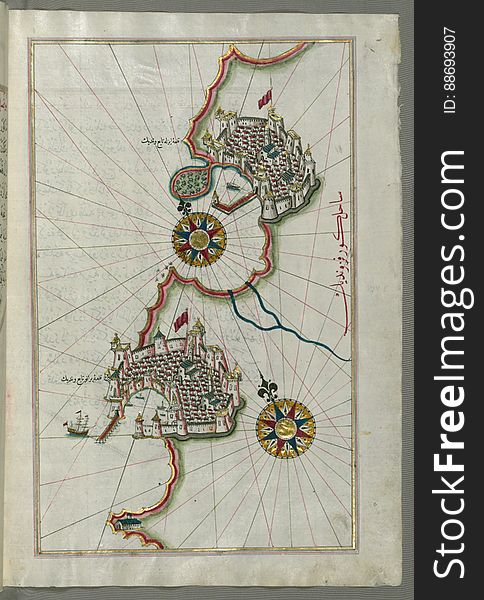 Illuminated Manuscript, Map Of The Coastline From Piran &x28;PirÄnÅ«&x29; As Far As Izola &x28;Äªzele&x29; &x28;Slovenia&x2