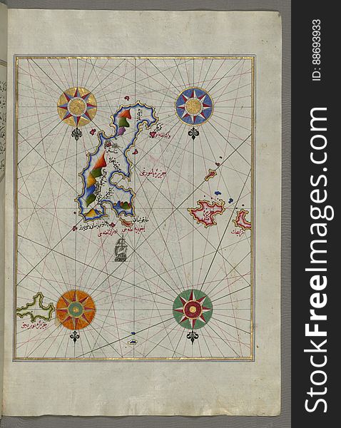 Illuminated Manuscript The Island of Amorgos &#x28;Yamurgi, Yamorki&#x29; in the southeastern Aegean Sea, from Book on Navigation