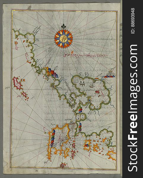 Illuminated Manuscript, The Western Coast Of Greece From The Island Of Levcas &x28;Lefkada, Leucas, Santa Maura&x29; Going North