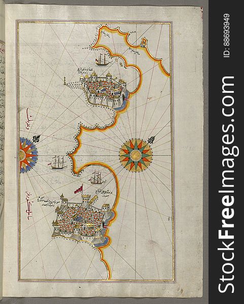 Illuminated Manuscript, Map Of The Coastline From Novi Grad As Far As Umag &x28;Umago, ÅªmÄghÅ«&x29; &x28;Croatia&x29; From B