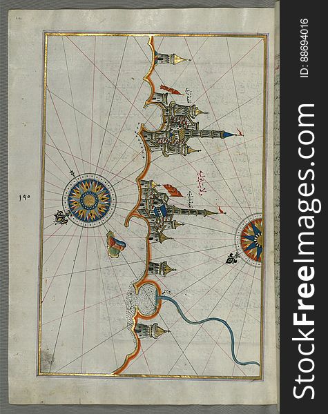 Illuminated Manuscript, Map Of The Italian Coastline From Barletta To Trani From Book On Navigation, Walters Art Museum Ms. W.658,