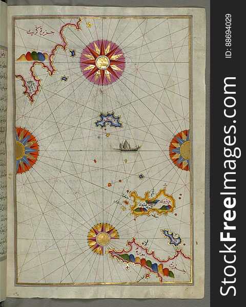 Illuminated Manuscript The stretch of water between the Peloponnese &#x28;Morea, Mora&#x29; peninsula and the Island of Crete wit