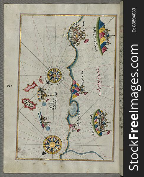 Illuminated Manuscript, Map of the Italian coast between Termoli and Peschici from Book on Navigation, Walters Art Museum Ms. W.65