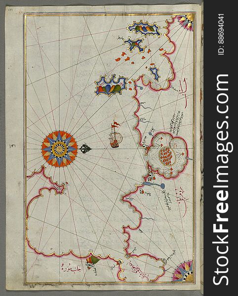 Illuminated Manuscript, Map of The Bay of Corinth from Book on Navigation, Walters Art Museum Ms. W.658, fol.137a