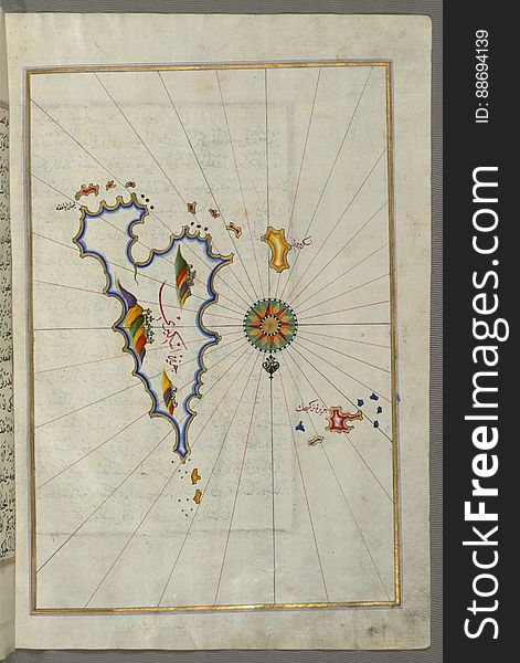 Illuminated Manuscript, Map Of Skyros &x28;Ä°skire&x29; Island From Book On Navigation, Walters Art Museum Ms. W.658, Fol.362b