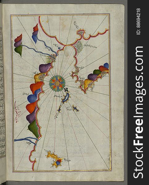 Illuminated Manuscript, Map From Book On Navigation, Walters Art Museum Ms. W.658, Fol.367b