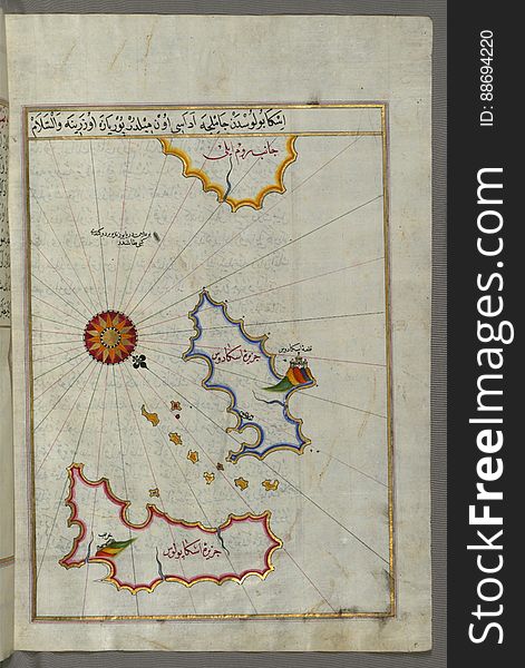 Illuminated Manuscript, Map from Book on Navigation, Walters Art Museum Ms. W.658, fol.363b