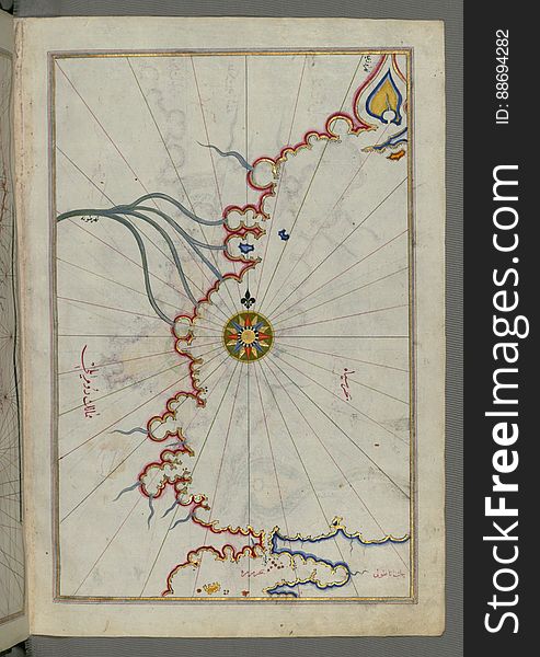 Illuminated Manuscript, Map Of Sea Of Marmara, Bosporus Strait And The Black Sea From Book On Navigation, Walters Art Museum Ms. W
