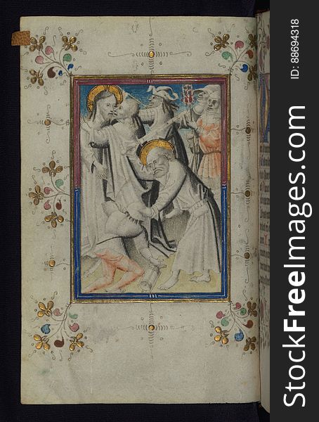 Illuminated Manuscript, Book of Hours, The Arrest of Christ, Walters Art Museum Ms. W.165, fol. 13v