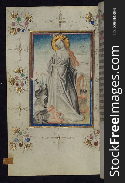 Illuminated Manuscript, Book Of Hours, St. Catherine, Walters Art Museum Ms. W.165, Fol. 123v