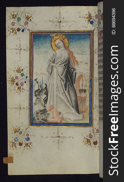 This mid-fifteenth century illuminated Book of Hours is written entirely in Dutch on fine vellum, and is remarkable for its eighteen grisaille miniatures. The technique, wherein the figures are modeled primarily in a gray wash, became a favorite in the Netherlands, and the hand behind the paintings in this manuscript has been identified with a group of artists known as the &#x22;Masters of the Delft Grisailles.&#x22; This manuscript has been grouped with more than a dozen related works, including New York PML M. 349, London, Victoria and Albert Geo. Reid Ms. 32, Leiden B.P.L. 224, Brussels, BR 21696, Antwerp, Plantein Moretus Ms. 49, and the Hague K.B. Ms. 74 G 35. The manuscript is comprised of 152 folios and is almost completely intact, lacking only two miniatures, and retains its original brown leather binding decorated with mythological beasts and a now illegible inscription. The calendar is for the use of Utrecht, which helps localize its original ownership, as might a mostly erased ownership inscription that has been partially recovered by Marrow. The illumination begins the suffrage. This mid-fifteenth century illuminated Book of Hours is written entirely in Dutch on fine vellum, and is remarkable for its eighteen grisaille miniatures. The technique, wherein the figures are modeled primarily in a gray wash, became a favorite in the Netherlands, and the hand behind the paintings in this manuscript has been identified with a group of artists known as the &#x22;Masters of the Delft Grisailles.&#x22; This manuscript has been grouped with more than a dozen related works, including New York PML M. 349, London, Victoria and Albert Geo. Reid Ms. 32, Leiden B.P.L. 224, Brussels, BR 21696, Antwerp, Plantein Moretus Ms. 49, and the Hague K.B. Ms. 74 G 35. The manuscript is comprised of 152 folios and is almost completely intact, lacking only two miniatures, and retains its original brown leather binding decorated with mythological beasts and a now illegible inscription. The calendar is for the use of Utrecht, which helps localize its original ownership, as might a mostly erased ownership inscription that has been partially recovered by Marrow. The illumination begins the suffrage.