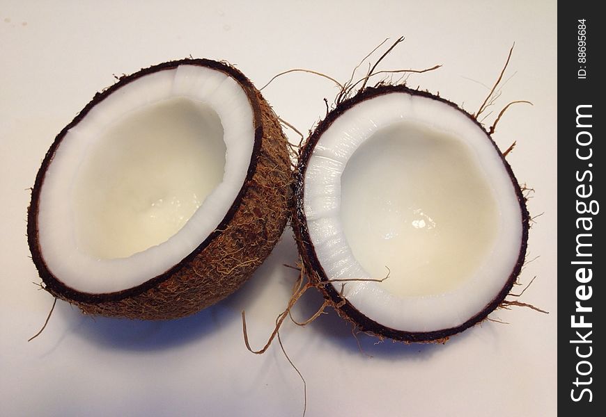Coconut Fruit Sliced Into Two