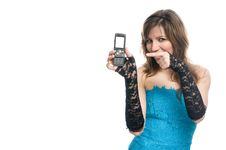 The Girl Suggests To Call By Phone Stock Image