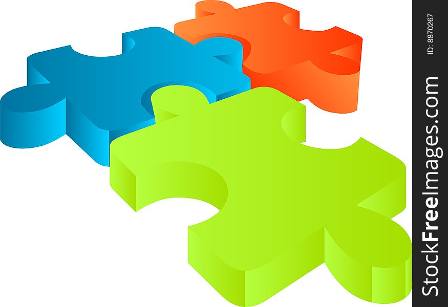 Colored 3d puzzles. vector only