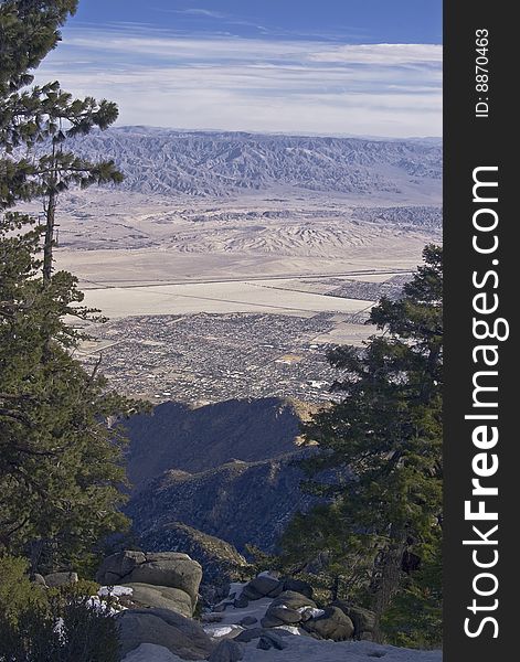 Palm Springs landscape from Mout San Jacinto State Park in Palm Springs California. Palm Springs landscape from Mout San Jacinto State Park in Palm Springs California