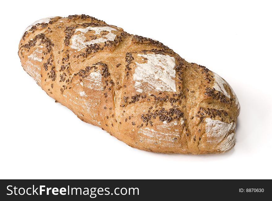 Loaf of bread isolated on white background