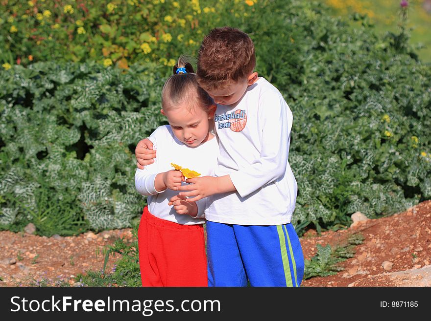 Brother Hugging his Little Sister. Brother Hugging his Little Sister