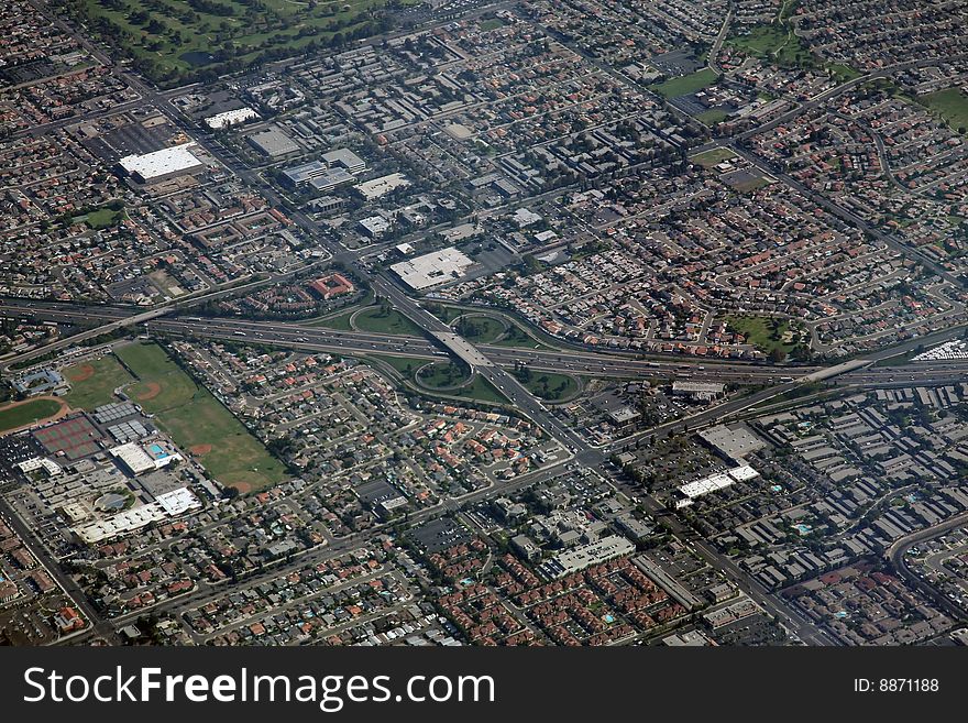 Long beach suburbs aerial view