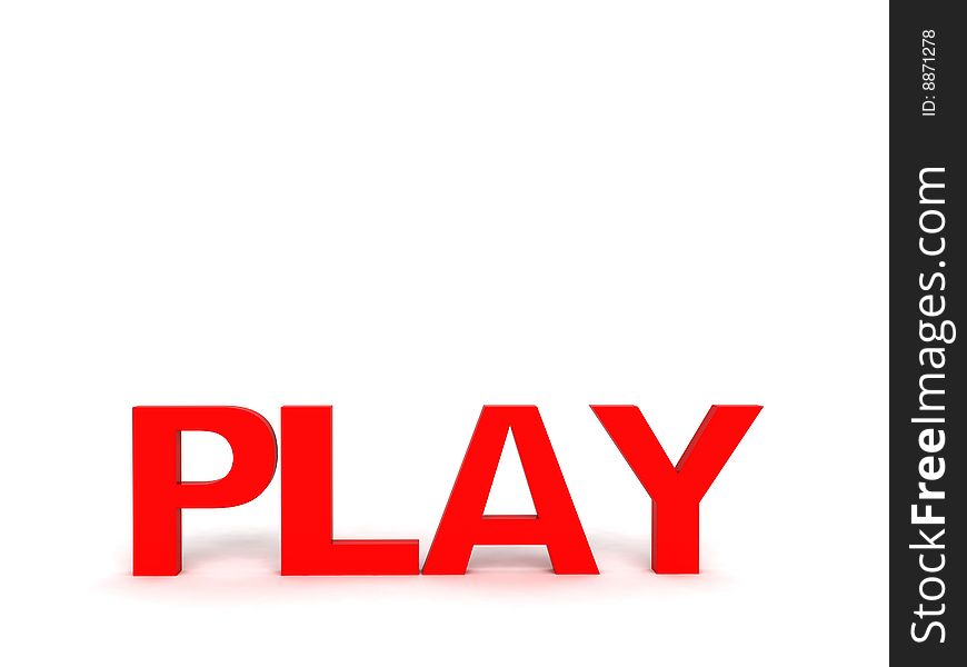 Three dimensional front view of play text