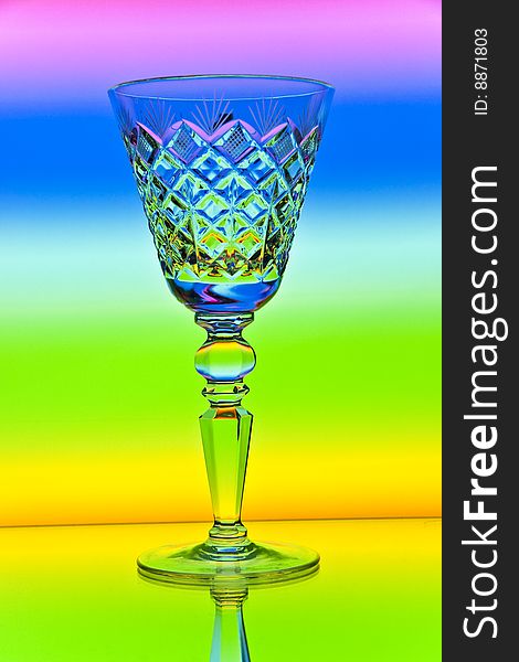 Wine glass on a bright colour background