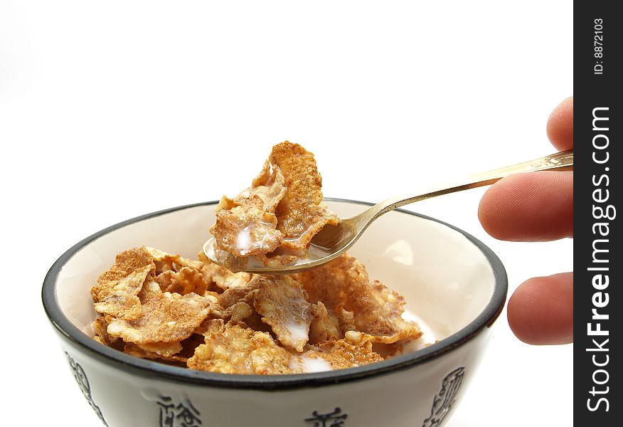 The Useful morning meal. Cereals contains vitamins, iron, calcium