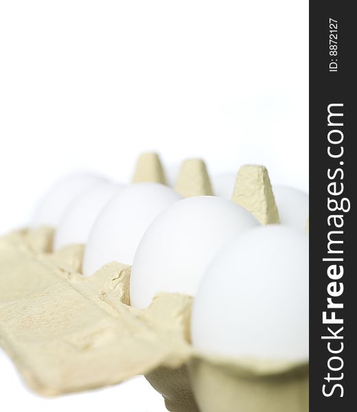 Egg carton towards white background