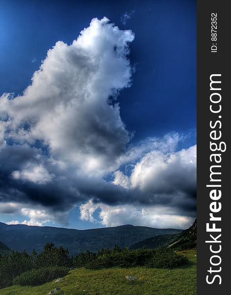 Clouds upon Rila mountains in Bulgaria