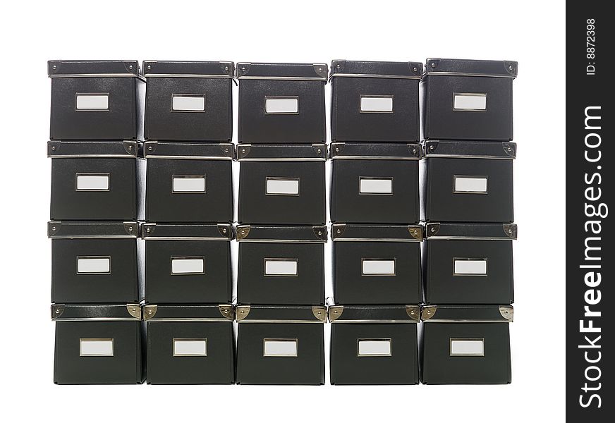 Storage boxes towards white background