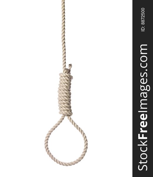 Snare of a rope towards white background