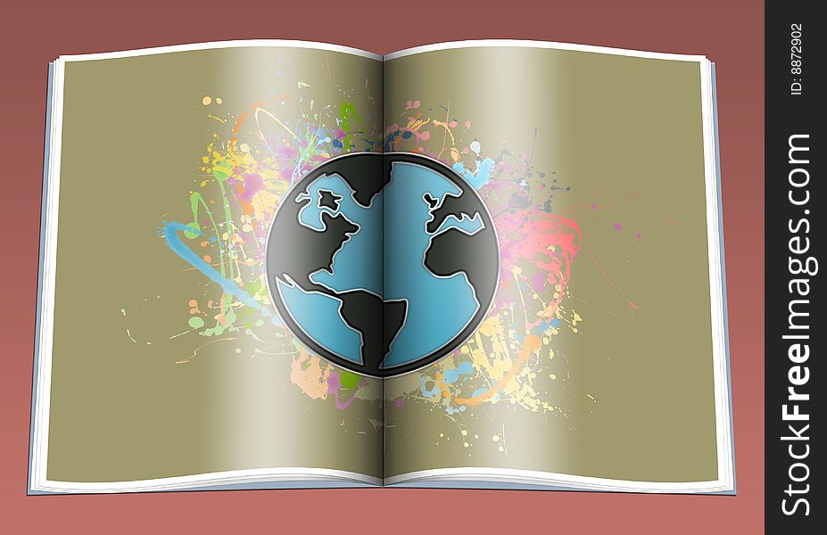 Illustration of a planet the earth drawing in magazine
