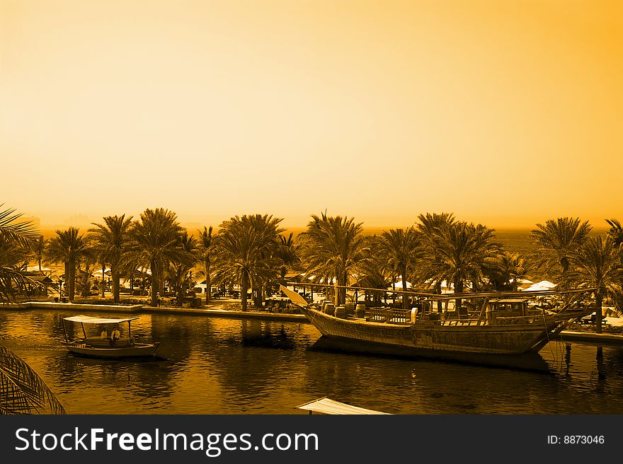 Beautiful sepia view of an island. Beautiful sepia view of an island