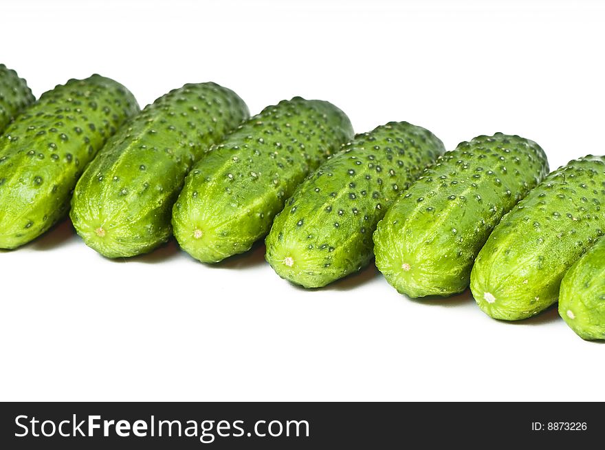 Cucumbers on white background, studio shot