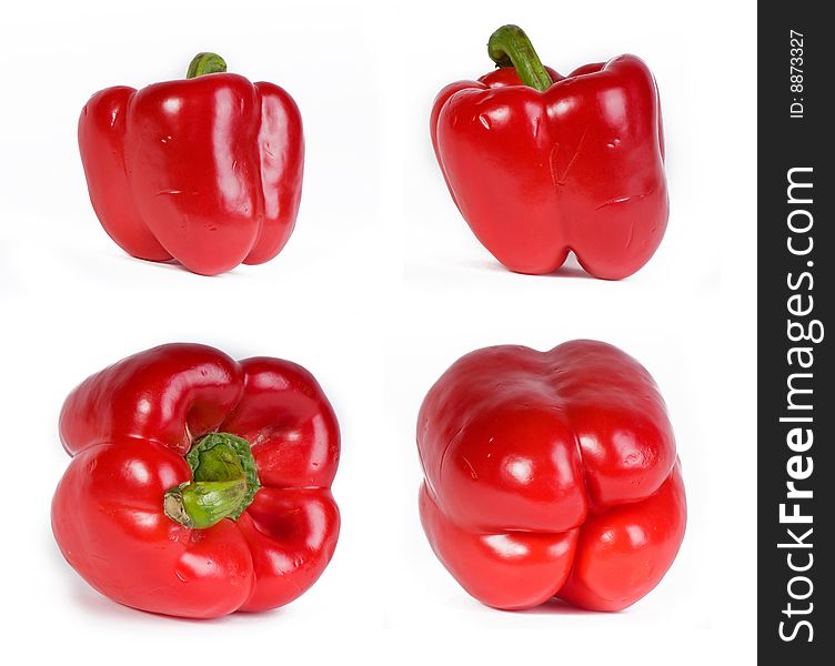 Assorted sweet bell red papricas on a white background