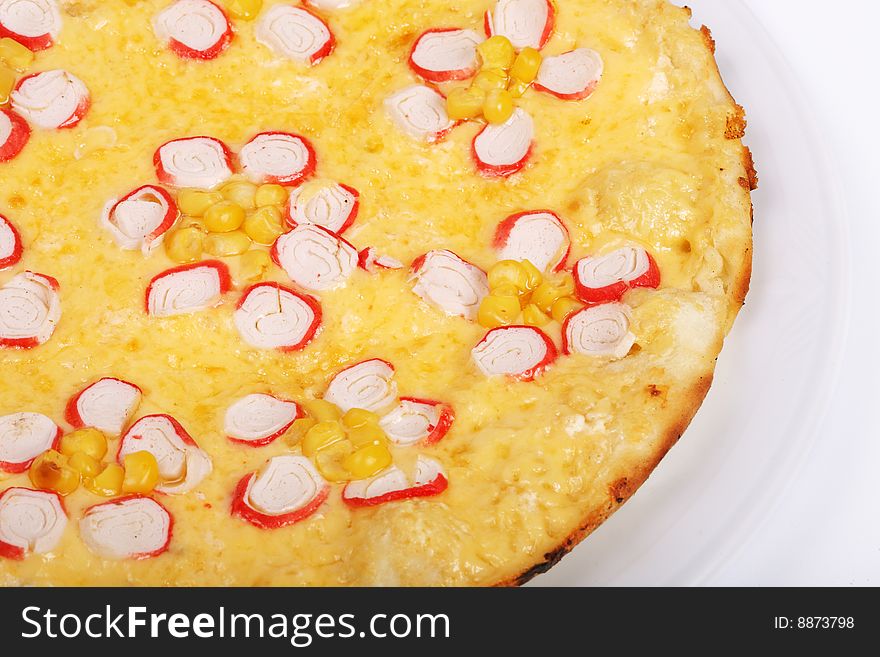 Pizza isolated white fastfood cheese