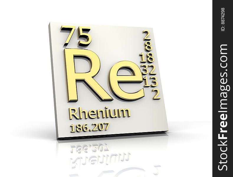 Rhenium form Periodic Table of Elements - 3d made