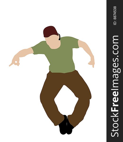 Dancing young man on white background