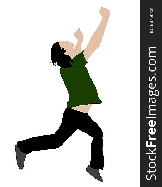 Jumping successful person on isolated background