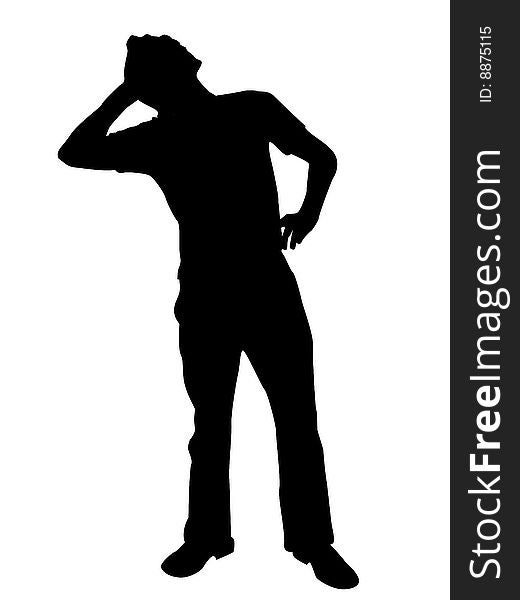 Man posing with cellphone on isolated background