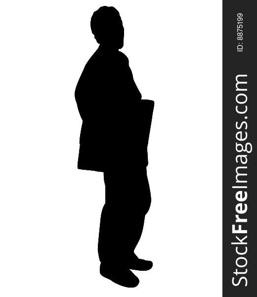 Businessman holding his office-bag on isolated background